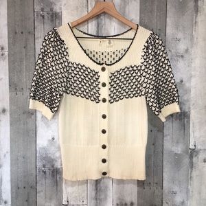 Moth By Anthropologie White/Black Cardigan